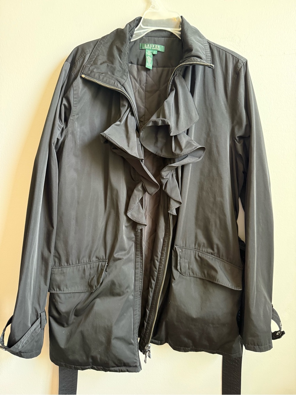 Ralph Lauren Black Ruffle-Front Utility Jacket